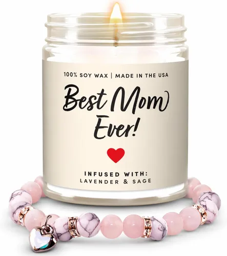Miniatura 7 de Gran Vela Happy for Mom – 9 onzas, cera de soja, 50 horas de combustión – La mejor vela linda para mamá de hija, hijo, niños, amigo, esposo, ideas