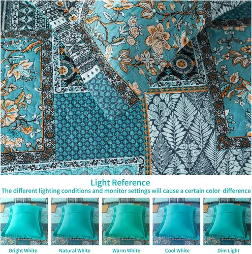 Miniatura 4 de BEDISELY Colchas de algodón tamaño Queen, colcha ligera estilo granja tamaño Queen (90 x 98 pulgadas), juego de ropa de cama floral suave y Casa