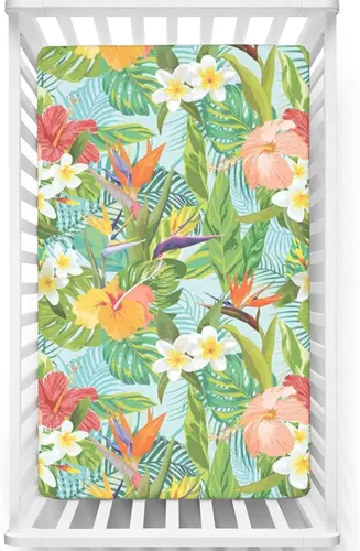 Sábanas bajeras ajustables para cuna con temática de hojas, sábanas portátiles para cuna, suaves y elásticas, sábana de bebé para niños y niñas, 24