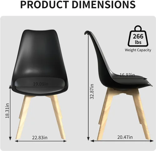 Miniatura 3 de SHGJ&SOFT Juego de 4 sillas de comedor modernas, sillas de cocina de piel sintética con respaldo alto, silla de tulipán con patas de madera maciza