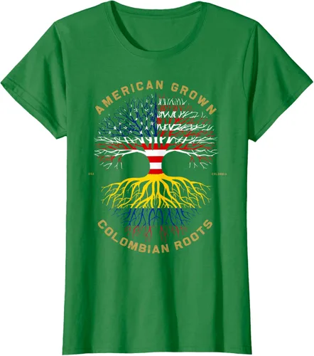 Miniatura 28 de Camiseta de regalo con la bandera de Estados Unidos con árbol de raíces colombianas