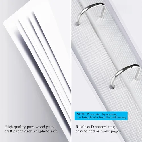 Miniatura 4 de 1DOT2 12x12 Pulgadas Gran álbum de recortes DIY de 3 anillas, álbum de fotos, diario con 30 fundas de plástico, 60 páginas y cubierta de tela