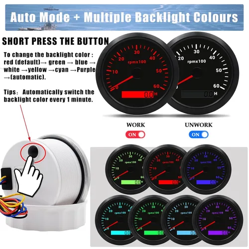 Miniatura 3 de Tacómetro de 85 mm RPM Medidor de tacómetro de 6000 RPM Tacómetros de reemplazo automotriz 0-6000 RPM Tacometro Medidor LED para automóvil Auto Negro