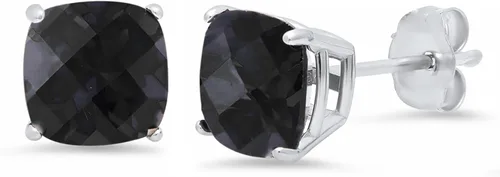Miniatura 13 de Amazon Collection Aretes de plata de ley 925 con piedra natal de corte cojín para mujer