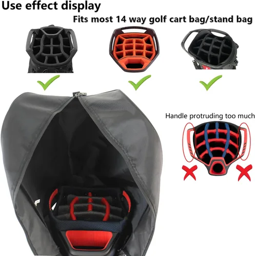 Miniatura 6 de Funda para bolsa de golf, cubierta de lluvia de nailon, impermeable, se adapta a la mayoría de bolsas de carrito de golf, fácil de usar, plegable