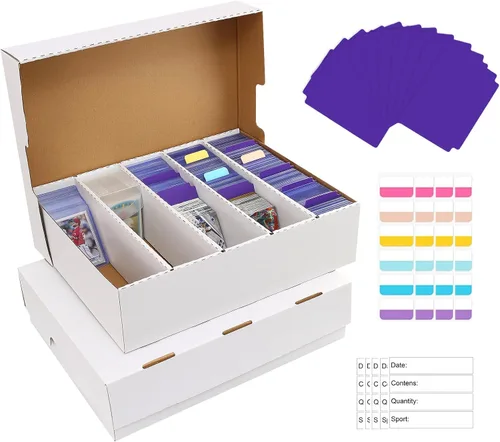 Miniatura 9 de Caja de almacenamiento de 5 filas para tarjetas coleccionables con capacidad para 3950 unidades, 1 paquete de caja de almacenamiento de cartón