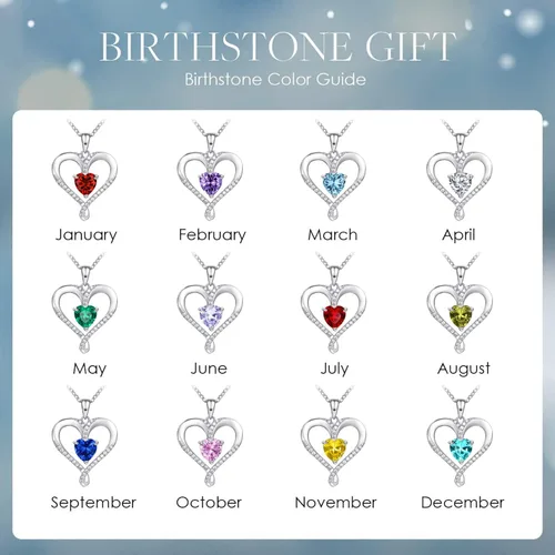 Miniatura 5 de AM ANNIS MUNN Birthstone Necklace for Women, 18K White Gold Heart Necklace Filled 925 Sterling Silver, Diamond Womens Jewelry Christmas Gifts for