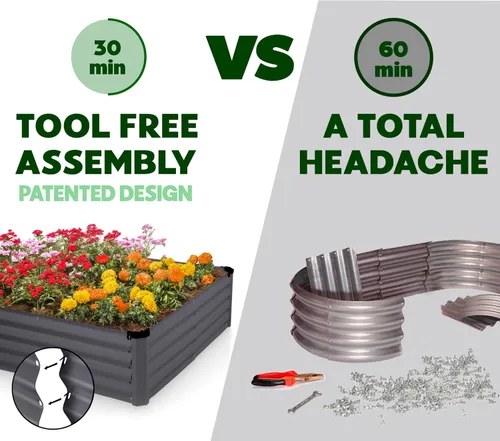 Miniatura 2 de Plant & Plot Camas de jardín elevadas galvanizadas para exteriores/ Jardinera elevada de 6 x 3 x 1 pie para jardinería, verduras, flores, caja