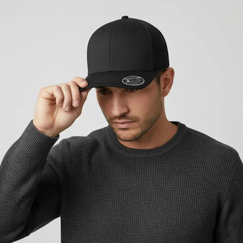 Miniatura 8 de Cap America i8502 Flexfit 110 Premium - Gorra de camionero de perfil medio con 6 paneles de malla trasera con protección UV y cierre ajustable Azul