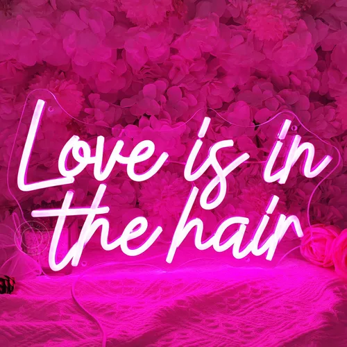 Miniatura 6 de SYLHOME Letrero de luz LED de neón con texto en inglés «Love Is In The Hair» para peluquería, peluquería, peluquería, peluquería, estudio