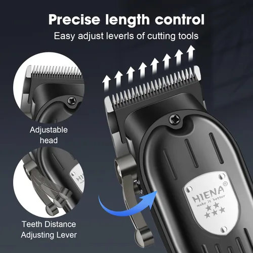 Miniatura 4 de HIENA PRO Juego de cortapelos y recortadores de pelo profesionales para hombres, recargable, kit de cortapelos inalámbrico con pantalla LCD, regalos