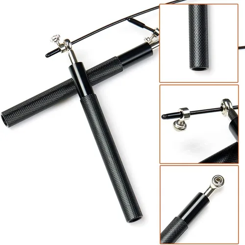 Miniatura 4 de Cuerda de saltar de velocidad ajustable con mango de aleación de aluminio y rodamiento de bolas, cuerda de ejercicio sin enredos para ejercicio