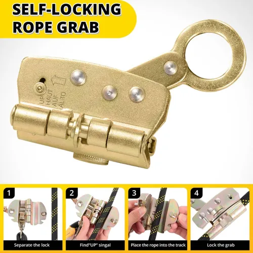 Miniatura 5 de TRSMIMA Rope Harness Safety Lanyard：25/50/100/150ft Vertical Roofing Rope Grab Snap Hooks Shock Absorber Fall Protection Kit