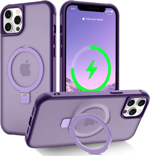 Miniatura 151 de CHAOFEnG Funda magnética compatible con iPhone 11 con soporte, prueba de caídas de grado militar, compatible con imán, anillo translúcido, parte