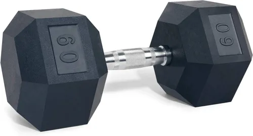 LIONSCOOL - Mancuernas hexagonales de goma con mango de metal para entrenamiento de fuerza y resistencia, desarrollo de musculatura y entrenamiento