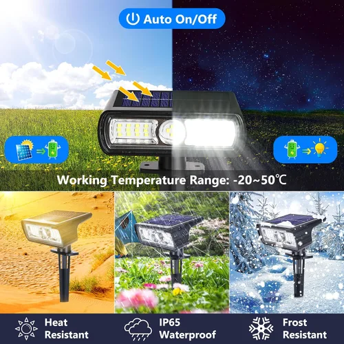Miniatura 3 de Toodour Foco solar para exteriores, paquete de 4 luces solares para exteriores con 2 modos, luces de inundación impermeables alimentadas por energía