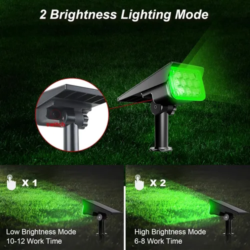 Miniatura 4 de Focos solares verdes para exteriores, luces decorativas del día de San Patricio con IP65, impermeables, 20 LED, focos solares de paisaje