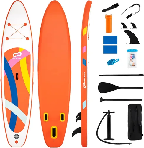 Miniatura 15 de Goplus Tabla de remo inflable de pie, 10 pies/10.5 pies/11 pies con paquete de accesorios, paleta ajustable, bolsa de transporte, aleta, bomba