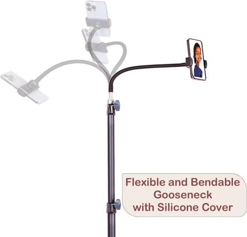 Miniatura 3 de Soporte de trípode de suelo, trípode alto retráctil de cuello de cisne ajustable de 7.2 pies para iPhone 12 Pro Max, iPhone 11 Pro Max, iPhone Xs