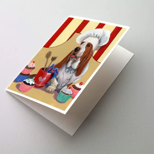 Miniatura 182 de Caroline's Treasures PPP3013GCA7P - Tarjetas de felicitación y sobres para mascotas de Basset Hound Teacher, paquete de 8 tarjetas en blanco