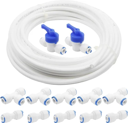 Tubo de manguera de tubo de PE de 1/4 de pulgada y 32.8 ft de longitud para sistema de filtro de agua RO blanco, accesorios de tubo de purificadores