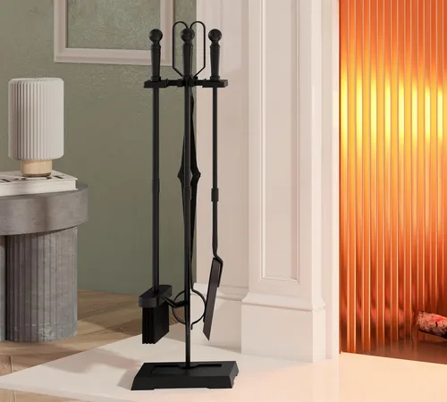 Miniatura 7 de Kingson Juego de herramientas para chimenea, 5 piezas, para interiores y exteriores, juego de póquer resistente con mango ergonómico