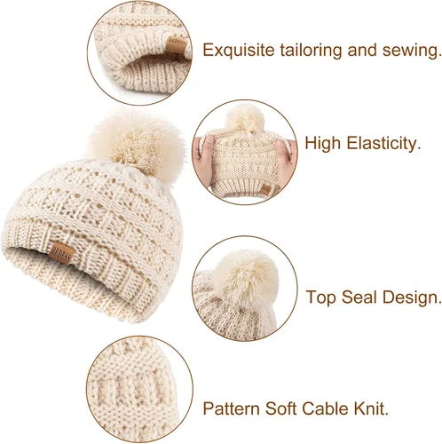 Miniatura 2 de REDESS Baby Kids Winter Warm Hats, Infant Toddler Children Pom Pom Beanie Knit Cap Girls Boys
