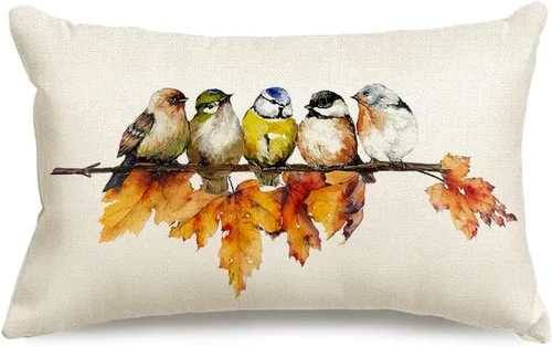 Miniatura 8 de RABUSOFA Fundas de Almohada Navideñas 18x18 Pulgadas Pájaros Decoraciones Navideñas Invierno Fundas de Cojín Decorativo Navidad Pájaros Decoración