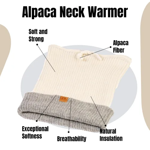 Miniatura 21 de Baby Alpaca Neck Warmer, Unisex Winter Warmer Hat, Neck Gaiter Scarf