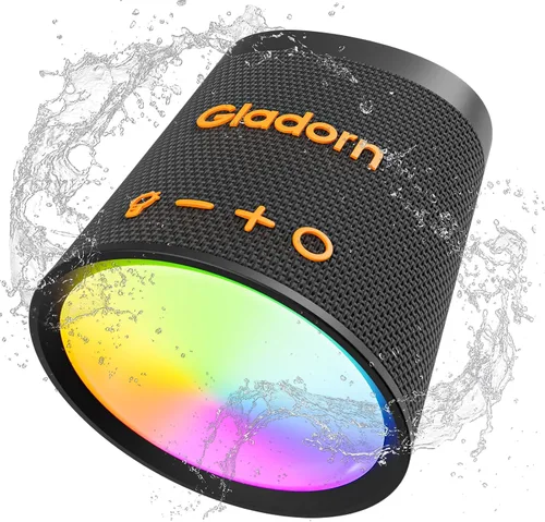 Altavoz Bluetooth portátil inalámbrico con 9 luces de color, tiempo de reproducción de 20 horas, emparejamiento estéreo, graves profundos, IPX6 Negro