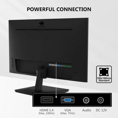 Miniatura 6 de Monitor de 24 pulgadas, monitor de computadora Z-Edge, Full HD 1920 x 1080p IPS 100Hz Monitor de PC con HDMI, VGA, sin marco, pantalla antirreflejos