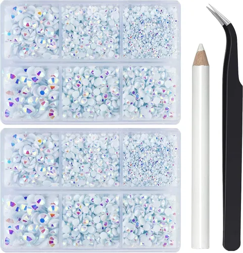 Miniatura 22 de Briskbloom 10000 piezas de diamantes de imitación con parte posterior plana para manualidades, zapatos, ropa, kit de circonita azul/circonita azul
