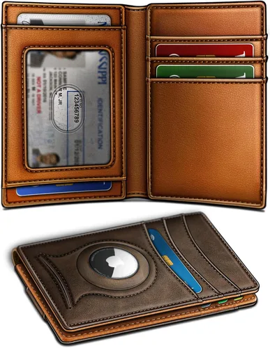 Miniatura 24 de BULLIANT Billetera Airtag para hombre, delgada con clip para dinero, cierre magnético, 12 tarjetas en el bolsillo frontal, bloqueo RFID