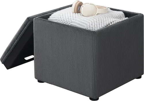 Miniatura 5 de Joveco Otomana Cuadrada con Almacenamiento con Bandeja, Pequeño Taburete de Reposapiés de Corderito, Mesa de Centro para Dormitorio y Sala de Estar