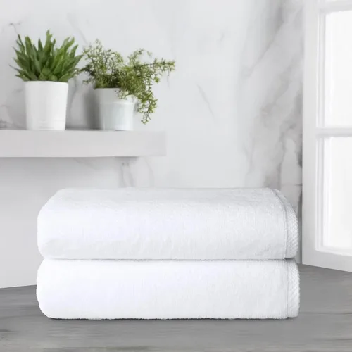 Miniatura 3 de Amazon Basics 2 toallas de baño de gran tamaño de secado rápido, 100% algodón, color blanco, de 62 x 30 pulgadas