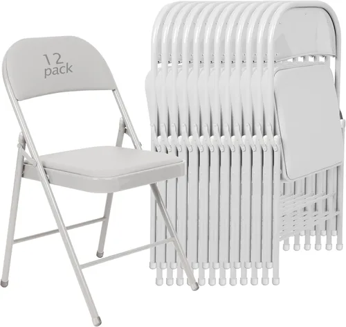 Miniatura 26 de Juego de 4 Sillas Plegables Tapizadas en Negro - Cómodas Sillas Apilables Portátiles para Interior y Exterior, Eventos, Fiestas, Oficina, Boda Negro