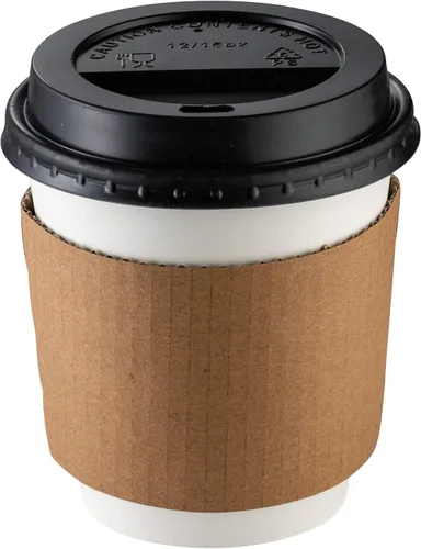 Miniatura 2 de GUSTO 50 juegos de tazas de café desechables con tapas y fundas de 10 onzas. Vasos calientes de papel para viajes y uso en la oficina. Paquete 16