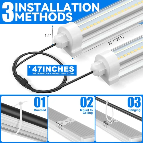 Miniatura 4 de JESLED Luces de cultivo impermeables para plantas de interior, 2 pies de espectro completo 5000K LED para inicio de semillas, plántulas y verduras