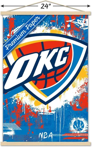 Miniatura 3 de Trends International NBA Oklahoma City Thunder - Póster de pared con logotipo Maximalist 23 con marco magnético