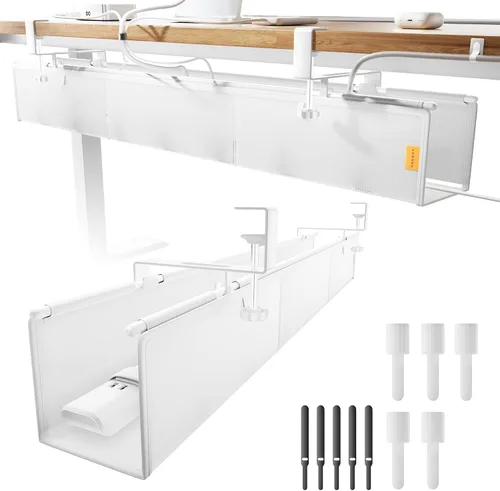 Miniatura 11 de Bandeja de organización de cables para debajo del escritorio, sin taladro, bridas incluidas, material de lona ecológico, diseño de malla