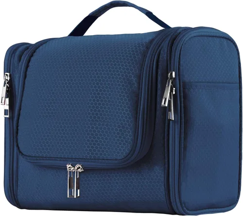 Bolso de aseo personal para colgar, de gran capacidad para hombres y mujeres, portátil, impermeable, bolsa de ducha de baño, ligera, bolsa de Azul