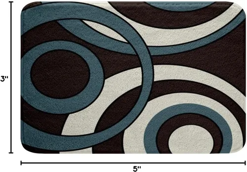 Miniatura 3 de Erosebridal Alfombra de baño circular de geometría azul, de 16 x 24 pulgadas, diseño de líneas de remolinos abstractos, rayas, retro, ojales