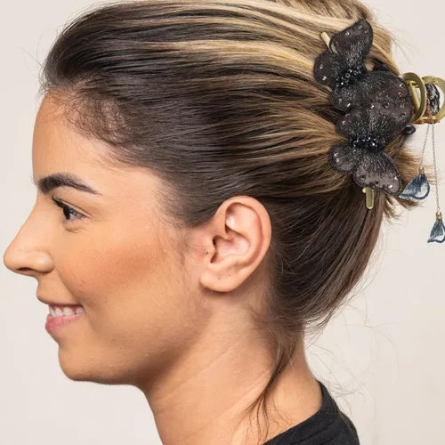 Miniatura 4 de FRCOLOR Pinzas de mariposa para el cabello, horquillas de metal grandes con borla de mariposa, diamantes de imitación con purpurina, pinzas