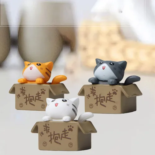 Miniatura 3 de Walbest Lindas figuras de gato para decoración de escritorio, gato en miniatura en caja de cartón, figuras de gato, caja coleccionable, figura