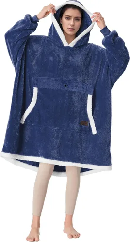 Miniatura 39 de Catalonia Sudadera extragrande tipo manta con capucha, sudadera de sherpa portátil para adultos, hombres y mujeres