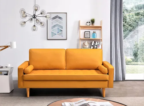 Miniatura 2 de Container Furniture - Sofá de piel sintética para la sala de estar moderna con cojines extraíbles y patas de madera maciza, sofá estilo lujoso