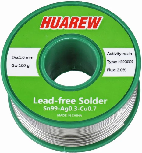 Alambre de soldadura sin plomo con núcleo de colofonia para soldadura eléctrica (0.039 in, 3.53 oz)