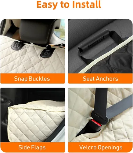 Miniatura 8 de PETICON Fundas de asiento de banco de mascotas impermeables a prueba de arañazos para automóviles, SUV, funda antideslizante duradera para asiento