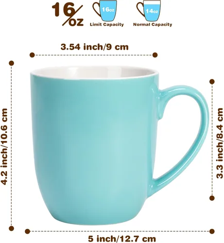 Miniatura 3 de Urbanstrive Taza de café grande de 16 onzas con asa, taza de té, taza de café novedosa para hombres y mujeres, trabajo de oficina, color azul