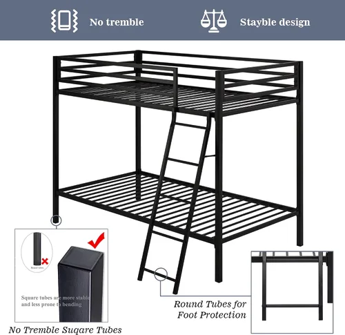 Miniatura 5 de Allewie Litera de metal tamaño individual sobre individual para jóvenes y adultos con escalera y barandilla resistente, diseño pequeño que ahorra